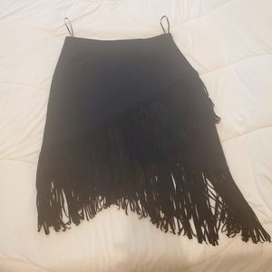 Faux suade skirt.